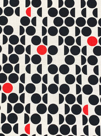 Eggshell/Muted Black/Red 100% Cotton Multi Split Dot Print Basketweave Weave Shirting 57W