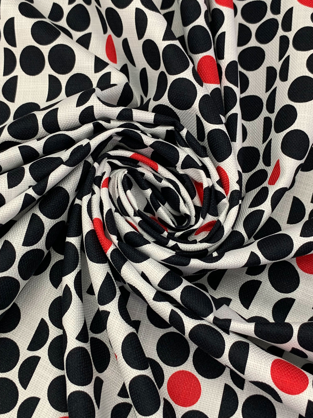 Eggshell/Muted Black/Red 100% Cotton Multi Split Dot Print Basketweave Weave Shirting 57W