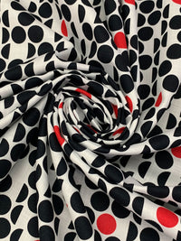 Eggshell/Muted Black/Red 100% Cotton Multi Split Dot Print Basketweave Weave Shirting 57W