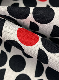 Eggshell/Muted Black/Red 100% Cotton Multi Split Dot Print Basketweave Weave Shirting 57W