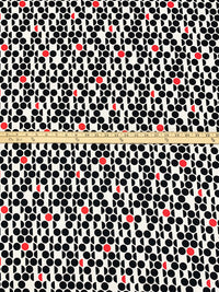 Eggshell/Muted Black/Red 100% Cotton Multi Split Dot Print Basketweave Weave Shirting 57W