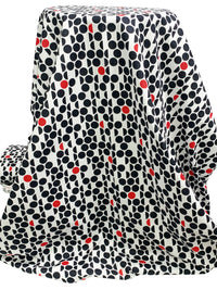 Eggshell/Muted Black/Red 100% Cotton Multi Split Dot Print Basketweave Weave Shirting 57W