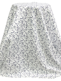 White/Navy 100% Cotton Floral Branches Print Diamond Weave Shirting 61W