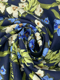 Navy Blue/Pomelo Olive/Alabaster/Multi 100% Linen Floral Print Shirt Weight Woven 60W
