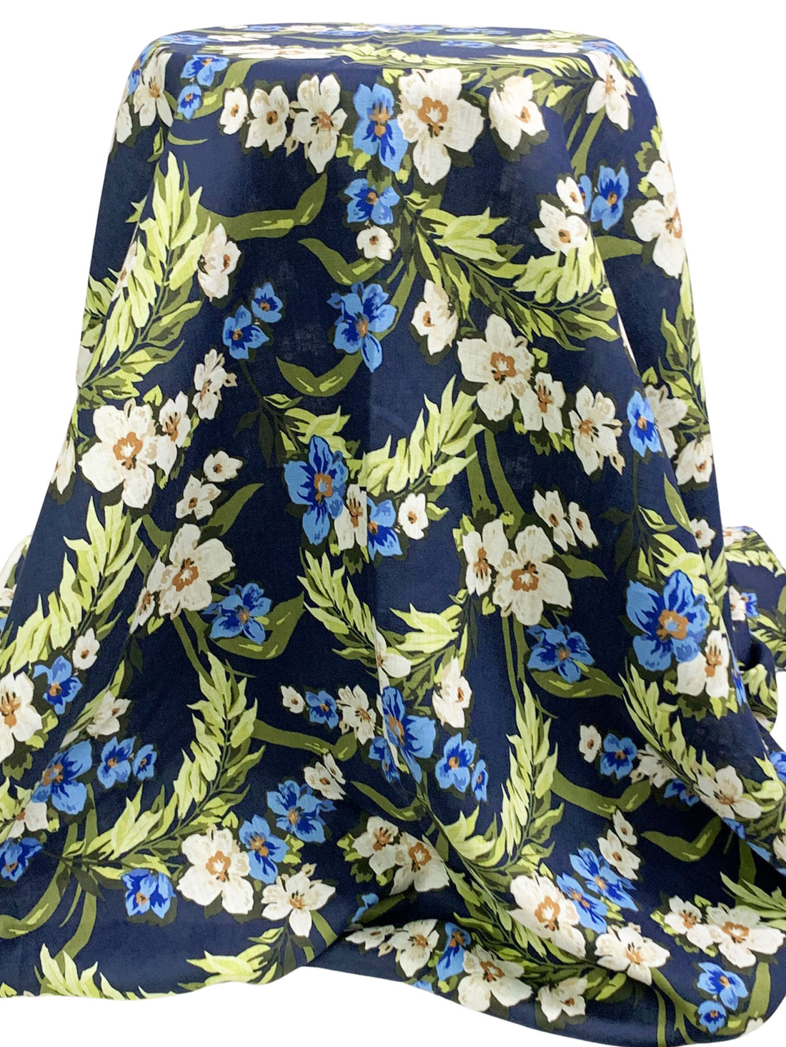 Navy Blue/Pomelo Olive/Alabaster/Multi 100% Linen Floral Print Shirt Weight Woven 60W