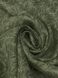 Rifle Green/Dusty Old Forest 100% Linen Floral Print Shirt Weight Woven 60W