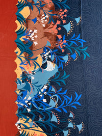 Prussian Blue/Tarnished Copper/Honeyglow/Multi 100% Linen Single Border Reverie Wildlife Print Shirt Weight Woven 53W