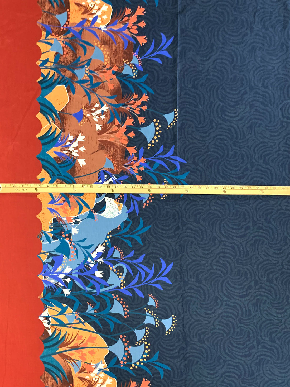 Prussian Blue/Tarnished Copper/Honeyglow/Multi 100% Linen Single Border Reverie Wildlife Print Shirt Weight Woven 53W