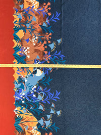 Prussian Blue/Tarnished Copper/Honeyglow/Multi 100% Linen Single Border Reverie Wildlife Print Shirt Weight Woven 53W