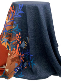 Prussian Blue/Tarnished Copper/Honeyglow/Multi 100% Linen Single Border Reverie Wildlife Print Shirt Weight Woven 53W