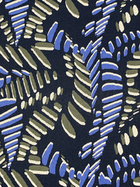 Dark Navy/Old Bamboo/True Blue 100% Linen Abstract Dashes Print Shirt Weight Woven 52W
