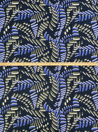 Dark Navy/Old Bamboo/True Blue 100% Linen Abstract Dashes Print Shirt Weight Woven 52W