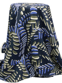 Dark Navy/Old Bamboo/True Blue 100% Linen Abstract Dashes Print Shirt Weight Woven 52W