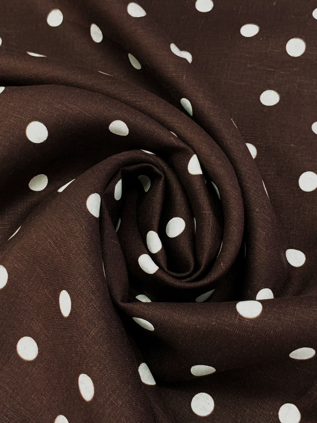 Royal Brown/White 100% Linen Scattered Dot Print Shirt Weight Woven 52W