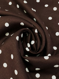 Royal Brown/White 100% Linen Scattered Dot Print Shirt Weight Woven 52W