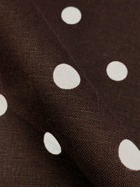 Royal Brown/White 100% Linen Scattered Dot Print Shirt Weight Woven 52W
