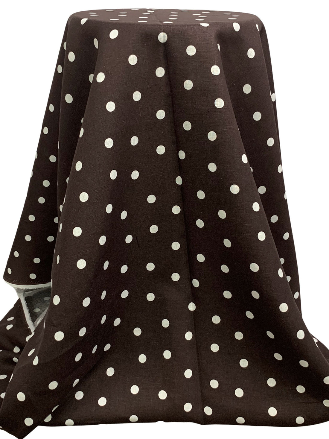Royal Brown/White 100% Linen Scattered Dot Print Shirt Weight Woven 52W