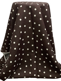 Royal Brown/White 100% Linen Scattered Dot Print Shirt Weight Woven 52W
