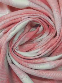 New York Pink/Off-White 100% Cotton Plaid Weave Flannel Shirting 57W