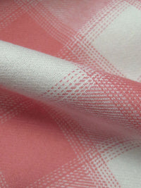 New York Pink/Off-White 100% Cotton Plaid Weave Flannel Shirting 57W