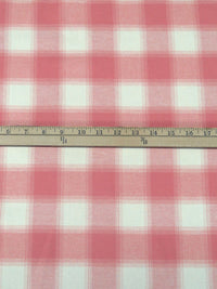 New York Pink/Off-White 100% Cotton Plaid Weave Flannel Shirting 57W