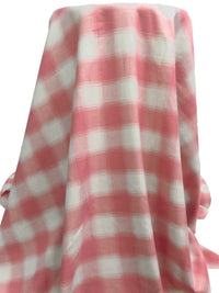 New York Pink/Off-White 100% Cotton Plaid Weave Flannel Shirting 57W