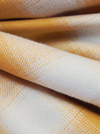 Muted Marigold/Off-White 100% Cotton Plaid Weave Flannel Shirting 57W