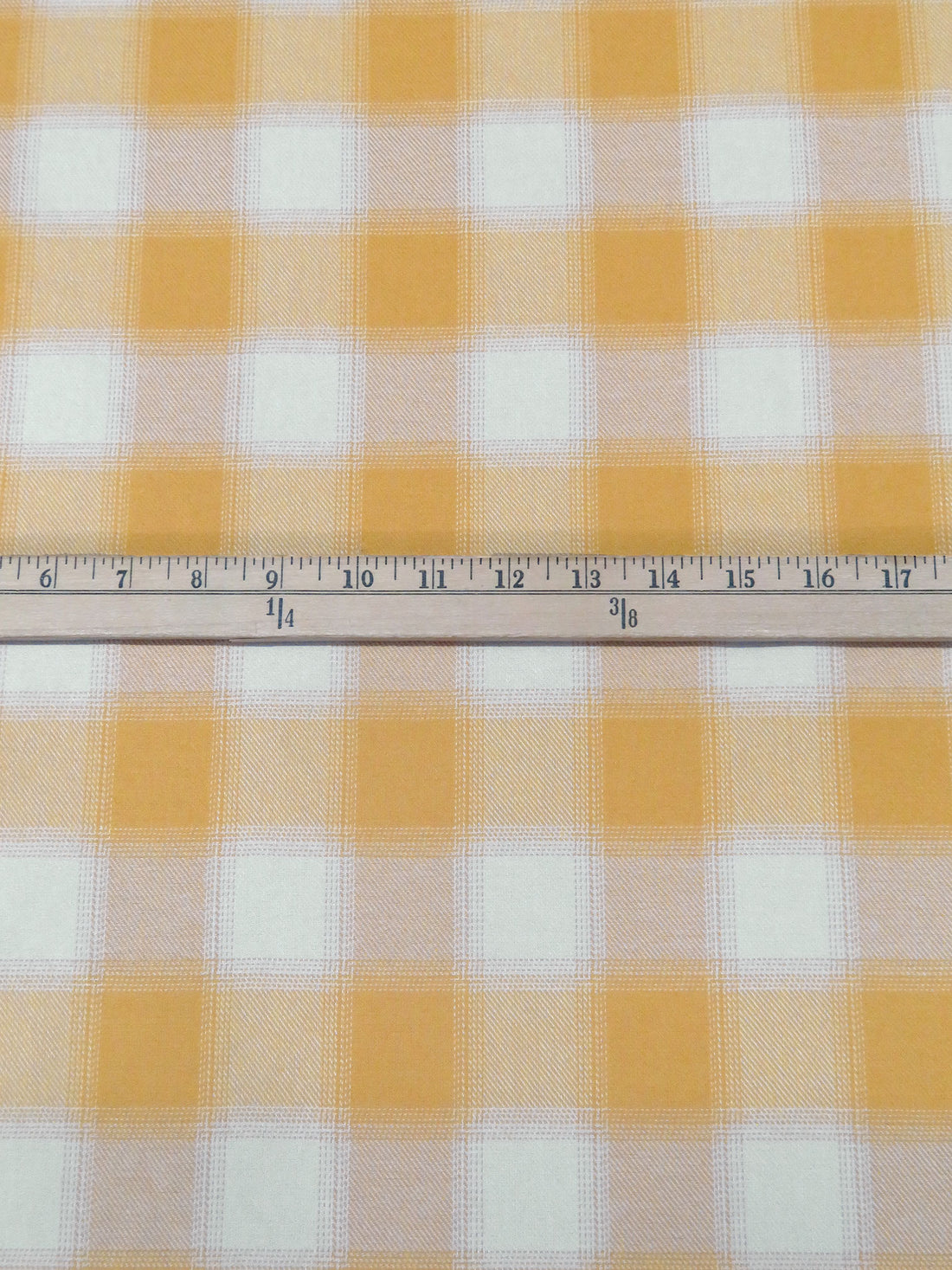 Muted Marigold/Off-White 100% Cotton Plaid Weave Flannel Shirting 57W