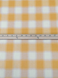 Muted Marigold/Off-White 100% Cotton Plaid Weave Flannel Shirting 57W