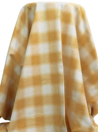 Muted Marigold/Off-White 100% Cotton Plaid Weave Flannel Shirting 57W