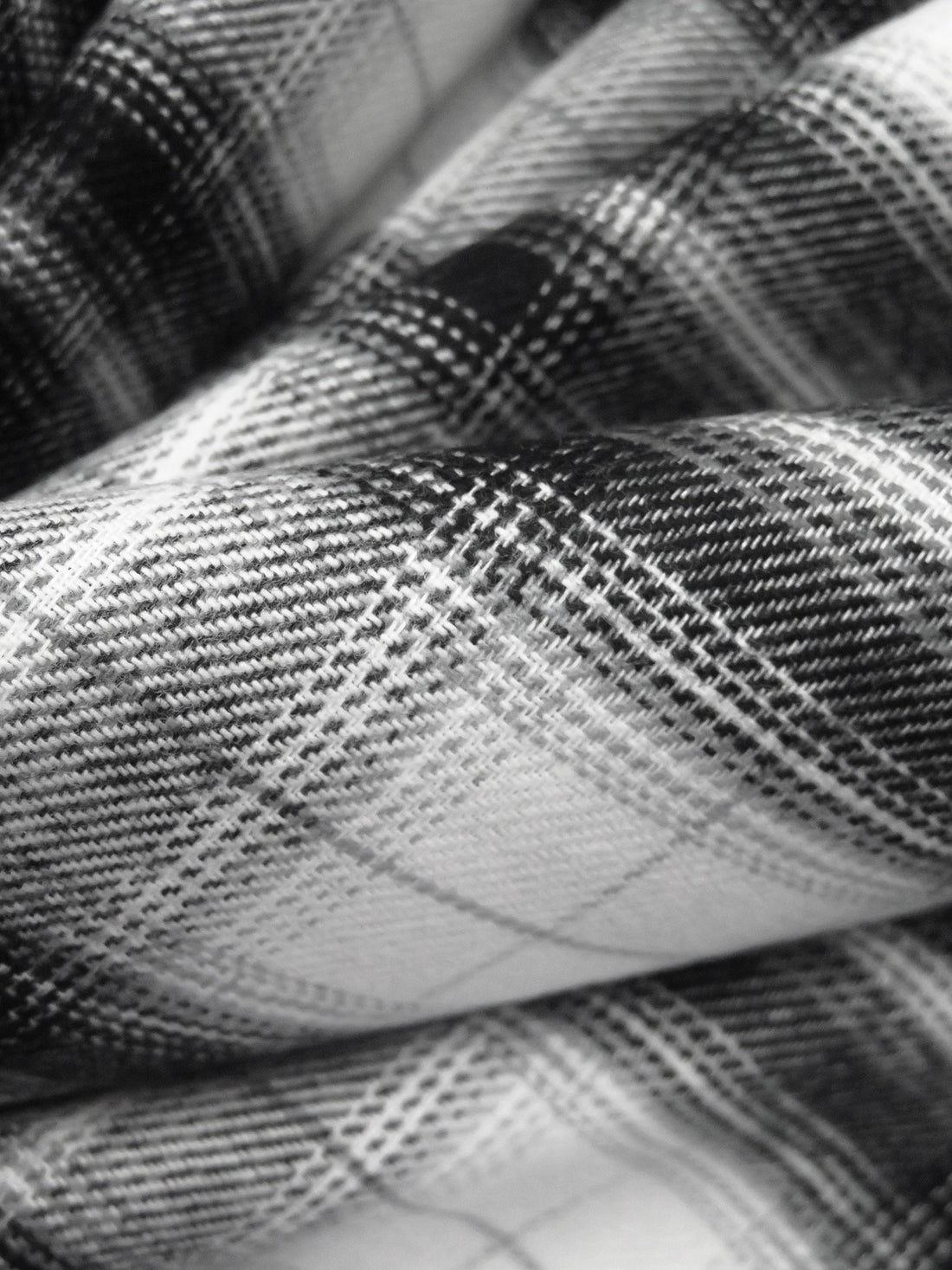 White/Black/Mid Gray 100% Cotton Plaid Weave Flannel Shirting 57W