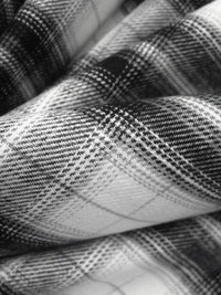 White/Black/Mid Gray 100% Cotton Plaid Weave Flannel Shirting 57W