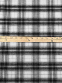 White/Black/Mid Gray 100% Cotton Plaid Weave Flannel Shirting 57W