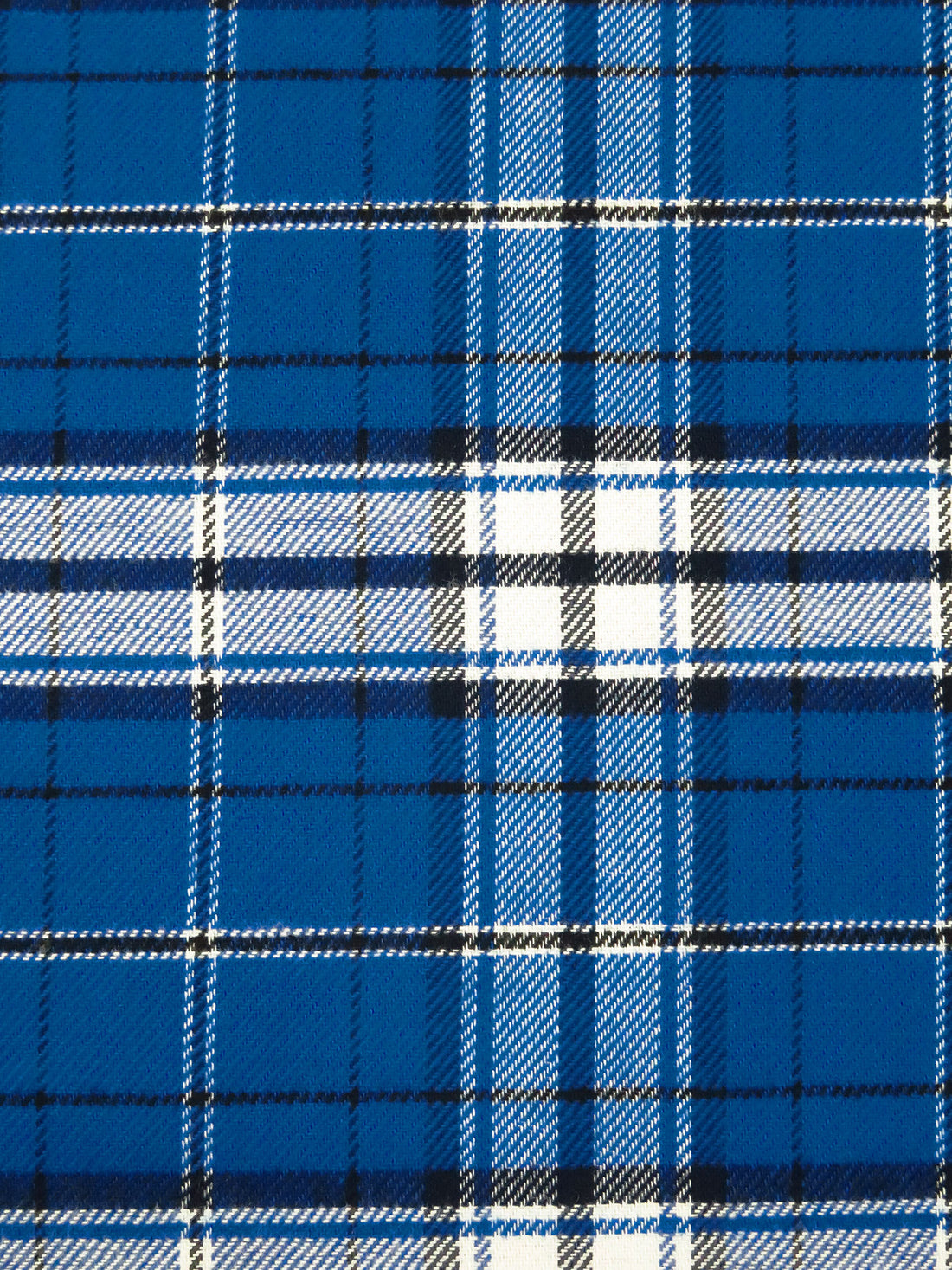 Dark Blue/White/Midnight Navy 100% Cotton Plaid Weave Flannel Shirting 56W