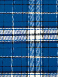 Dark Blue/White/Midnight Navy 100% Cotton Plaid Weave Flannel Shirting 56W