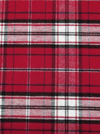 Cardinal Red/White/Black 100% Cotton Plaid Weave Flannel Shirting 56W