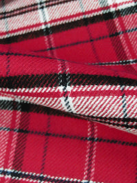 Cardinal Red/White/Black 100% Cotton Plaid Weave Flannel Shirting 56W