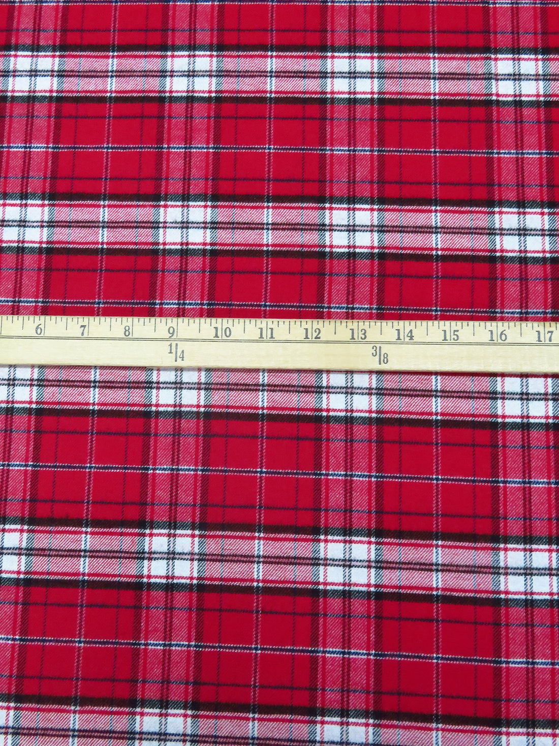Cardinal Red/White/Black 100% Cotton Plaid Weave Flannel Shirting 56W