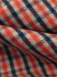 Vermilion/Grullo/Midnight Navy 100% Cotton Plaid Weave Flannel Shirting 57W