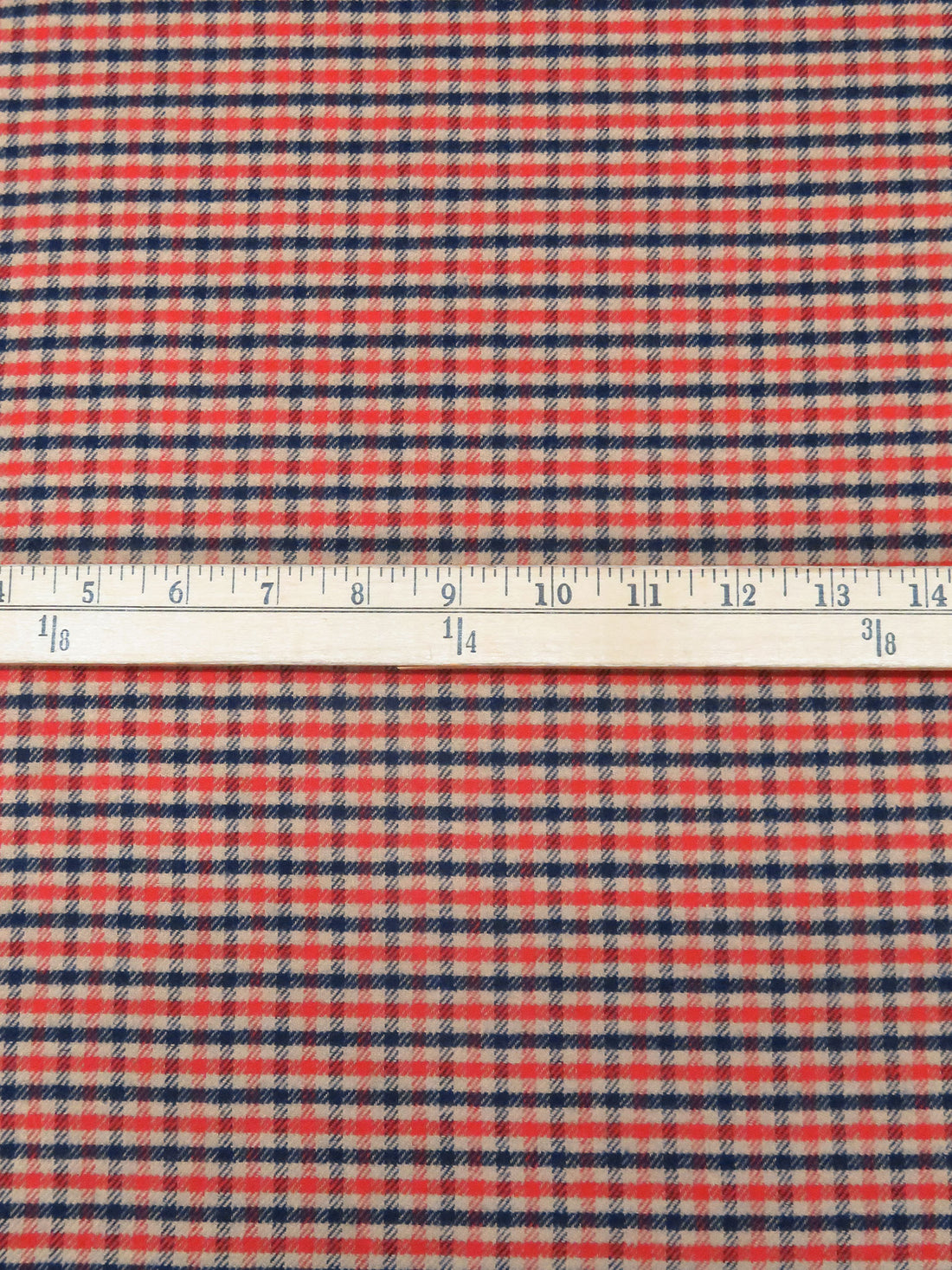 Vermilion/Grullo/Midnight Navy 100% Cotton Plaid Weave Flannel Shirting 57W