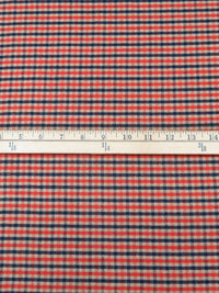 Vermilion/Grullo/Midnight Navy 100% Cotton Plaid Weave Flannel Shirting 57W