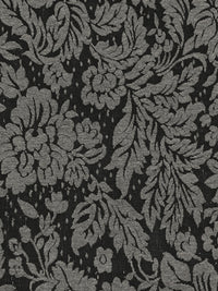 Black/Gray Polyester/Lycra Floral Damask Jacquard Double Knit - Famous Dress Designer - 56W