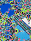 Sky Blue/Green Apple/White/Multi Polyester/Lycra Abstract Print ITY Knit - Famous Dress Designer - 66W