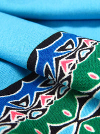Sky Blue/Green Apple/White/Multi Polyester/Lycra Abstract Print ITY Knit - Famous Dress Designer - 66W