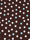Chocolate/Soft Aqua/White Polyester/Lycra Polka Dot Print ITY Knit - Famous Dress Designer - 59W