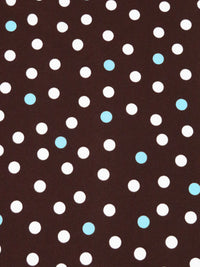 Chocolate/Soft Aqua/White Polyester/Lycra Polka Dot Print ITY Knit - Famous Dress Designer - 59W