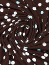 Chocolate/Soft Aqua/White Polyester/Lycra Polka Dot Print ITY Knit - Famous Dress Designer - 59W