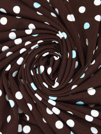 Chocolate/Soft Aqua/White Polyester/Lycra Polka Dot Print ITY Knit - Famous Dress Designer - 59W