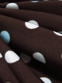 Chocolate/Soft Aqua/White Polyester/Lycra Polka Dot Print ITY Knit - Famous Dress Designer - 59W