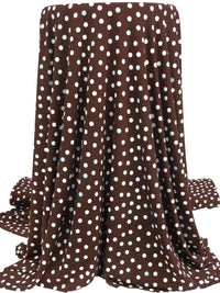 Chocolate/Soft Aqua/White Polyester/Lycra Polka Dot Print ITY Knit - Famous Dress Designer - 59W